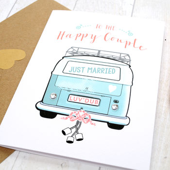 Personalised Wedding Card With Colourful Camper Van, 2 of 3
