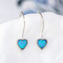 Molten Sterling Silver Blue Opal Heart Drop Earrings, thumbnail 2 of 9