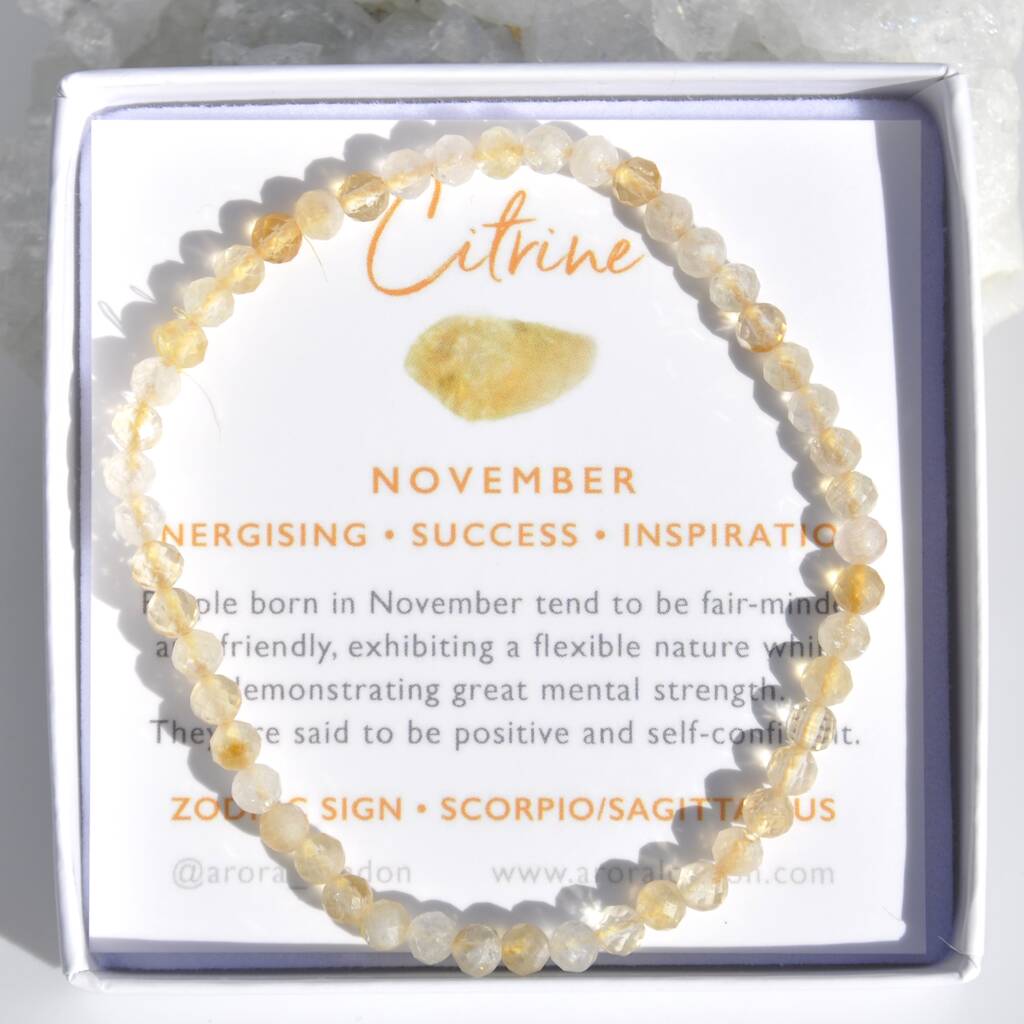 Birthstone Crystal Bracelet Gift November Citrine, 1 of 4