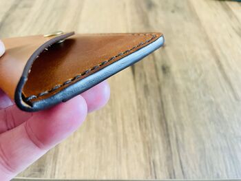 Burnt Tan Personalised Handmade Leather Card Wallet, 6 of 9