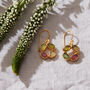 Tourmaline Flower Gold Plated Silver Drop Earrings, thumbnail 4 of 7