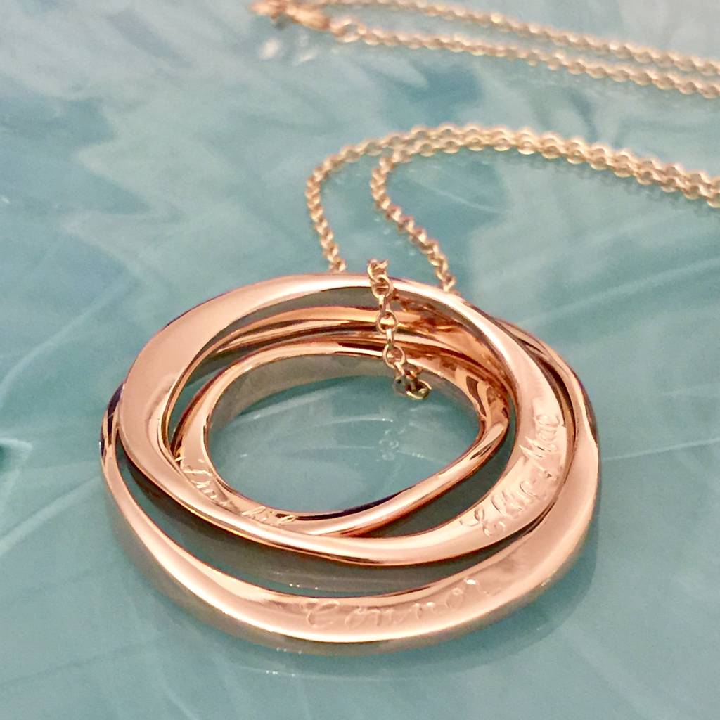 gold 3 ring necklace