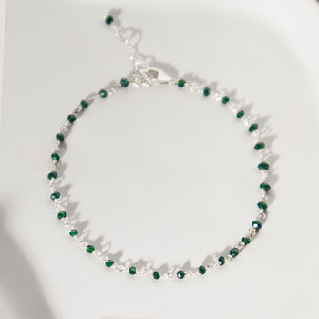 Sterling Silver Green Gemstone Bracelet, 3 of 9