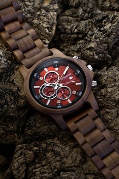 Edinburgh Personalised Wood Watch For Men Made From Walnut, 8 of 10