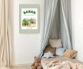 Babar Biking Nursery Art Print, 3 of 4