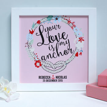 Personalised Wedding Anchor Framed Print, 2 of 7