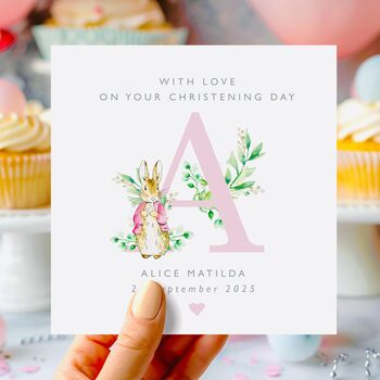 Personalised Peter Rabbit Christening Card *Also Available In Pink, 4 of 4