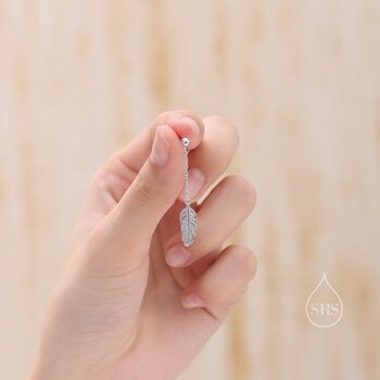Delicate Feather Drop Stud Earrings, 4 of 11