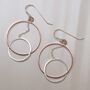 Sterling Silver Rose Gold Circles Dangly Earrings, thumbnail 4 of 7