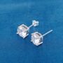 Silver Single Cz Stone Stud Earrings, 925 Sterling Silver, thumbnail 3 of 8