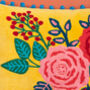 Saffron Yellow Floral Embroidered Cotton Velvet Cushion, thumbnail 4 of 7