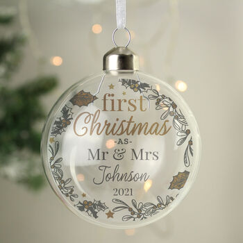 Personalised First Christmas As… Glass Bauble, 2 of 4