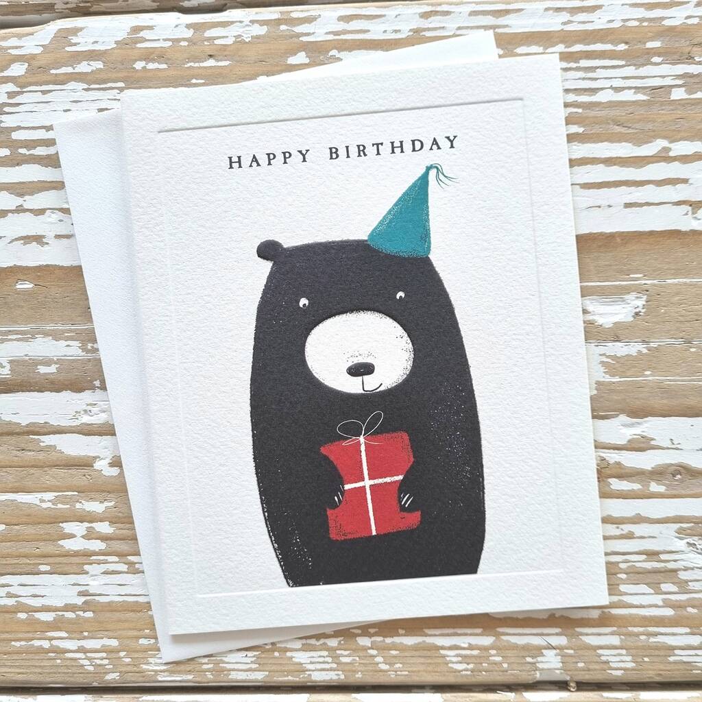 'Happy Birthday' Bear With Present Birthday Card By Nest Gifts
