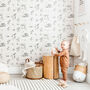 Woodland Creatures Wallpaper In Putty, thumbnail 2 of 7