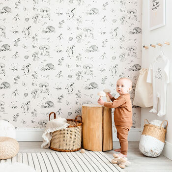 Woodland Creatures Wallpaper In Putty, 2 of 7