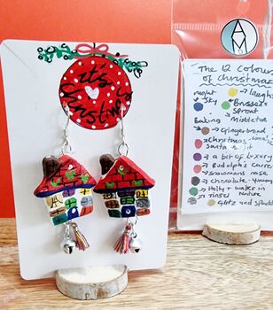 Gingerbread Colourful House Stand Up Earring Gift, 2 of 10