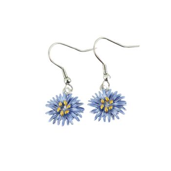 Aster Blue Flower Drop Earrings, 5 of 6