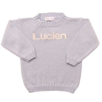 Baby Boy Hand Knitted Personalised Name Sweater, 3 of 4