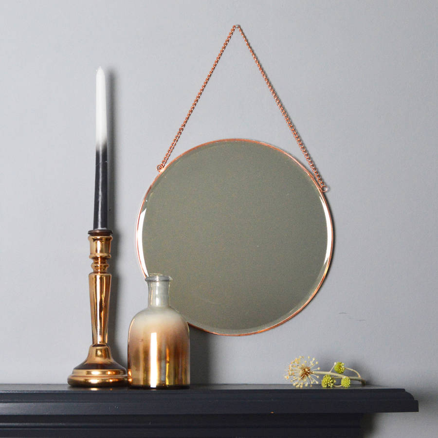 round copper mirror with chain by miafleur | notonthehighstreet.com