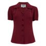 Grace Blouse In Windsor Wine Vintage 1940s Style, thumbnail 1 of 2