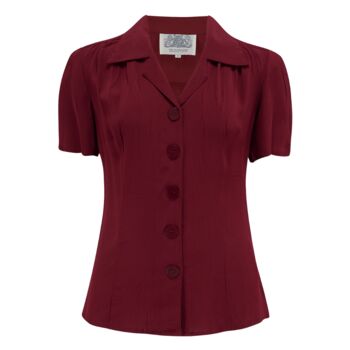 Grace Blouse In Windsor Wine Vintage 1940s Style, 2 of 2