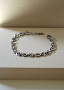 Silver 6mm Marina Chain Bracelet Adjustable Gift, 2 of 8