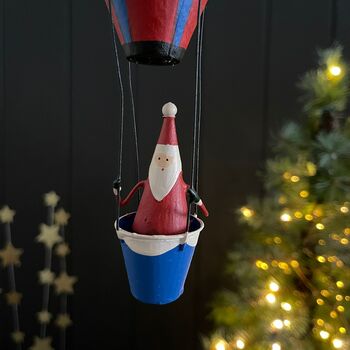 Santa In His Hot Air Balloon Hanging Decoration, 3 of 3