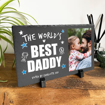Personalised The World's Best Dad Photo Slate With Stand 30 X 20cm, 4 of 6
