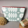 Welsh Blanket Print Wash Bag/Make Up Bag Duck Egg Blue, thumbnail 3 of 3