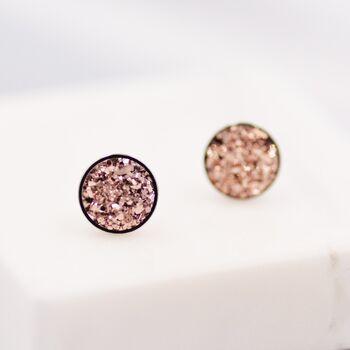 Sterling Silver Rose Gold Colour Druzy Stud Earrings, 3 of 8