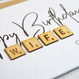 Happy Birthday Wife Wooden Tiles Card, thumbnail 2 of 2