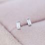 Tiny Baguette Cz Stud Earrings In Sterling Silver, thumbnail 4 of 12