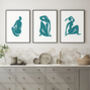 Set Of Three Figure Silhouette Art Prints For Home, thumbnail 1 of 7