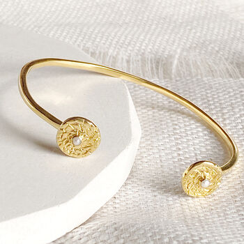 Pearl Disc Gold Vermeil Cuff Bracelet, 6 of 8