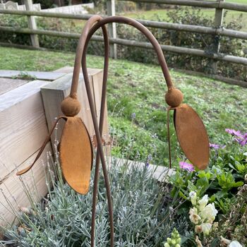 Decorative Plant Stakes Snowdrop And Bluebell Supplied Bare Metal Ready To Rust, 7 of 8