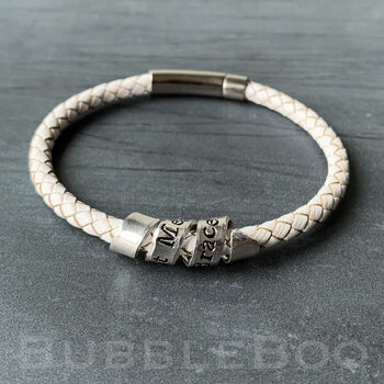 Personalised White Leather Secret Message Bracelet, 2 of 10