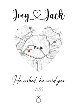 Personalised Engagement Map Print | Gift For Engagement, 3 of 6