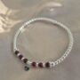 Sterling Silver January Garnet Beaded Bracelet: January Birthstone, Personalised Heart Charm, thumbnail 3 of 8