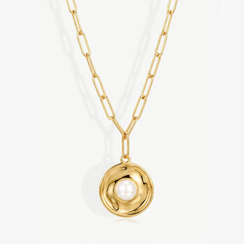 Chain Necklace With Pearl Coin In 18k Gold, Women's Jewellery, 2 of 5