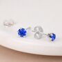 Sterling Silver Sapphire Micro Stud Earrings – 3mm, thumbnail 1 of 4