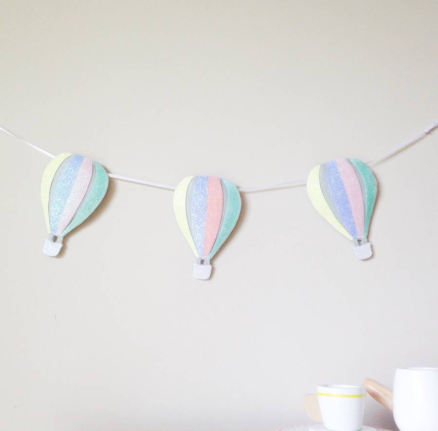 felt and glitter hot air balloon garland by the secret craft house