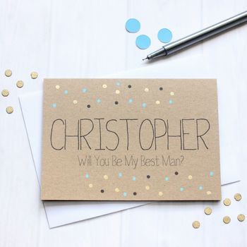 Personalised 'Be My Best Man' Gold Dots Wedding Card, 3 of 4
