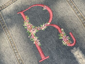 Embroidered Baby/Toddler Denim Jacket With Letter, 5 of 6