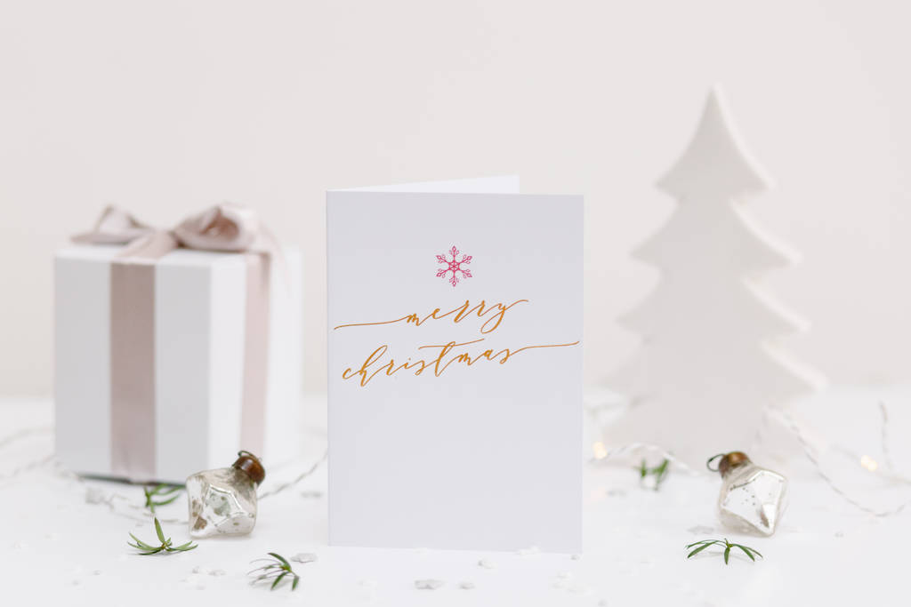 Merry Christmas Card White With Gold Foil By White Olive Design Studio