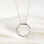 Silver Open Hammered Circle Pendant Necklace, thumbnail 3 of 3