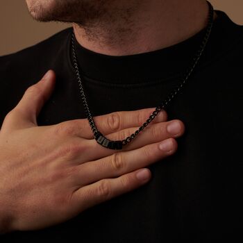 Engraved 5 Mm Black Cuban Chain Necklace, 3 of 12