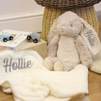 Personalised Rabbit And Matching Blanket Soft Toy, 9 of 12