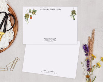 House Plants Personalised Address Note Cards A6 Notecard Set, 2 of 6