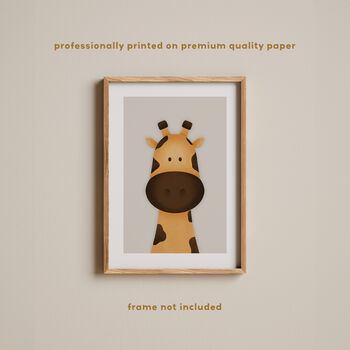 Giraffe Illustration Nursery Print In Neutral Colours, 3 of 4