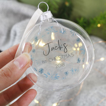 Baby First Christmas Snowflake Glass Bauble, 5 of 7
